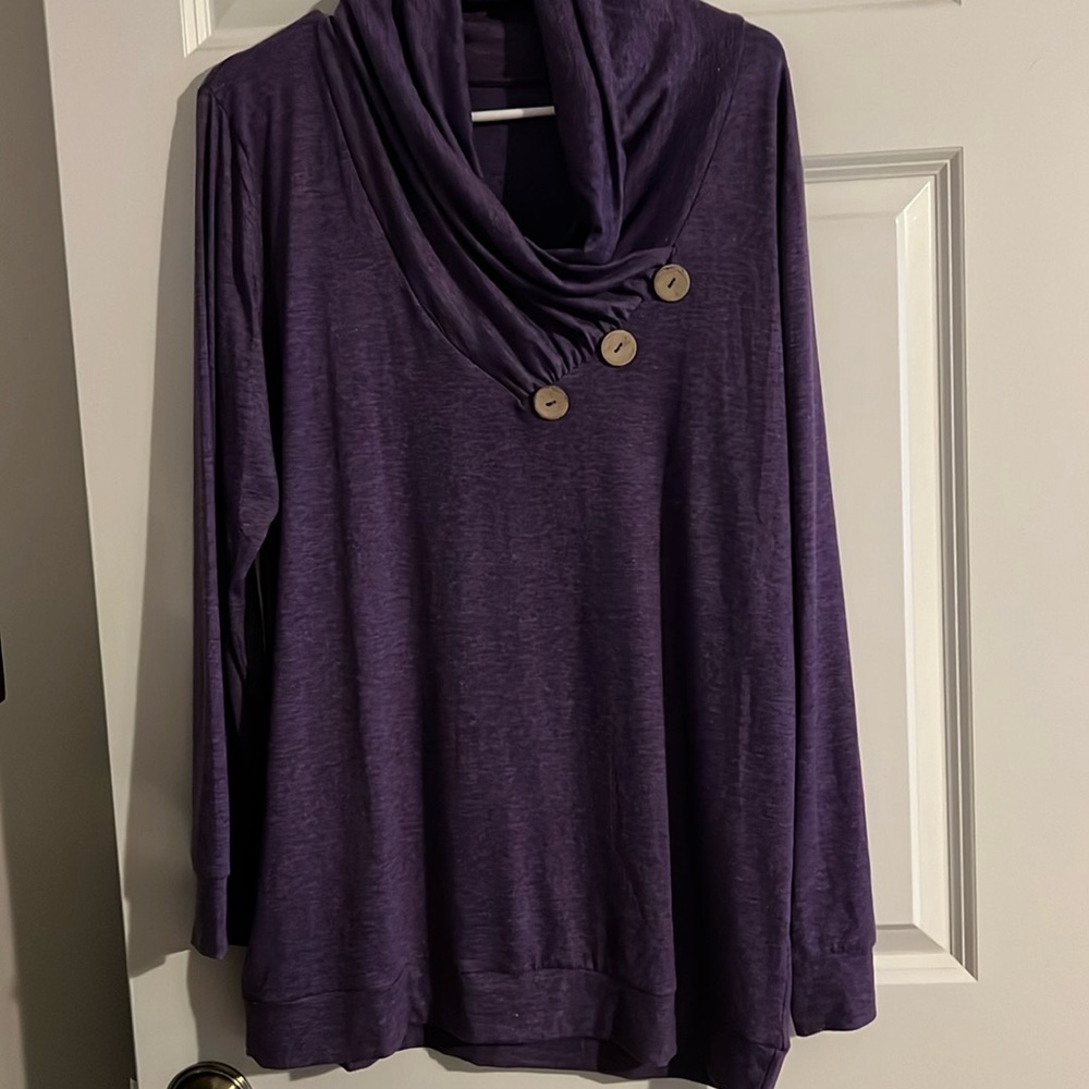 Purple Button Neck Top